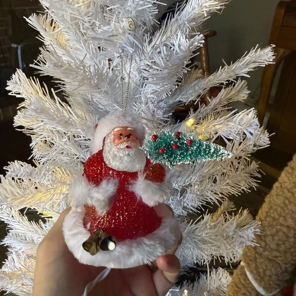 Vintage 1980’s Festive Santa Claus Light Up Ornament with Tree
